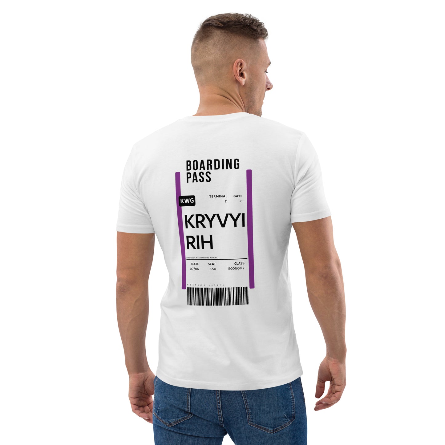 Boarding Pass Kryvyi Rih unisex organic cotton t-shirt
