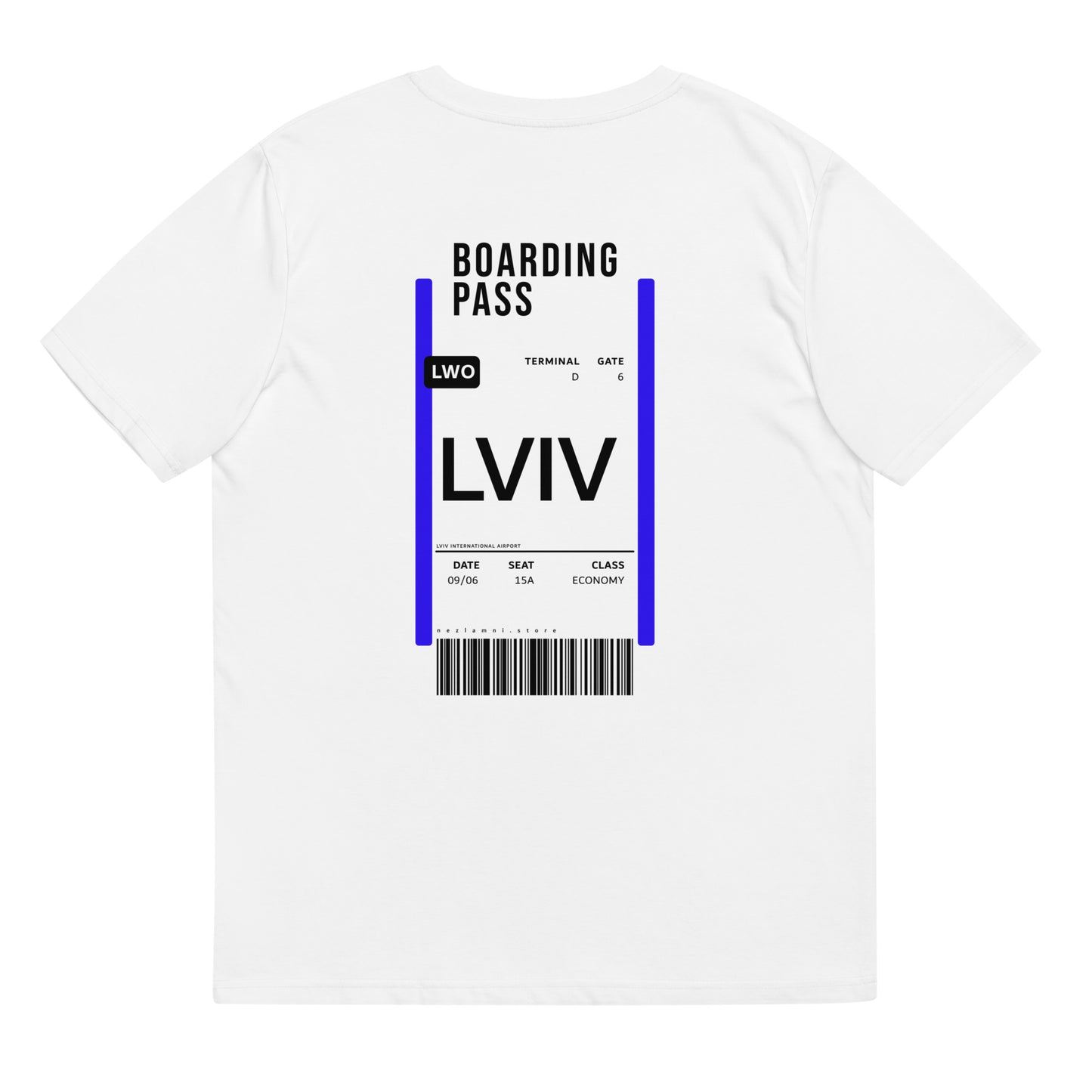 Boarding Pass Lviv unisex organic cotton t-shirt