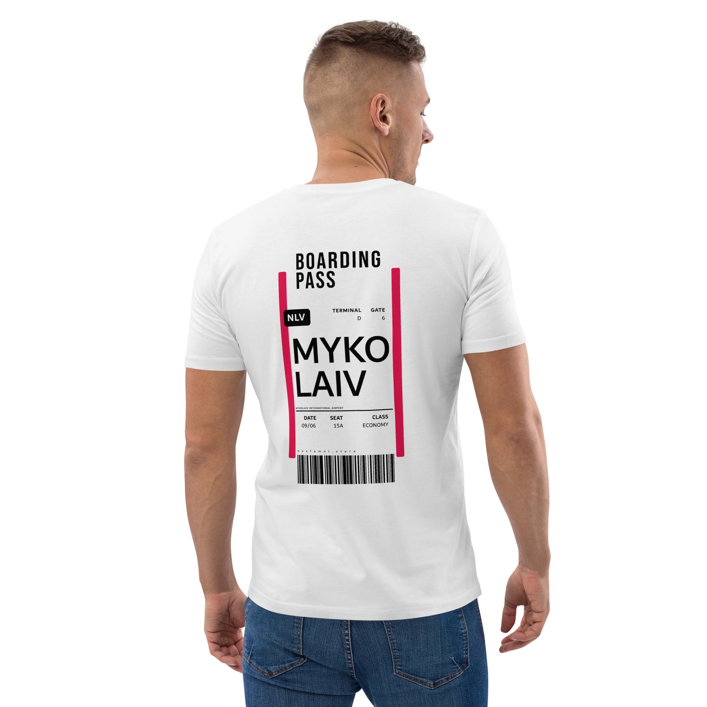 Boarding Pass Mykolaiv unisex organic cotton t-shirt