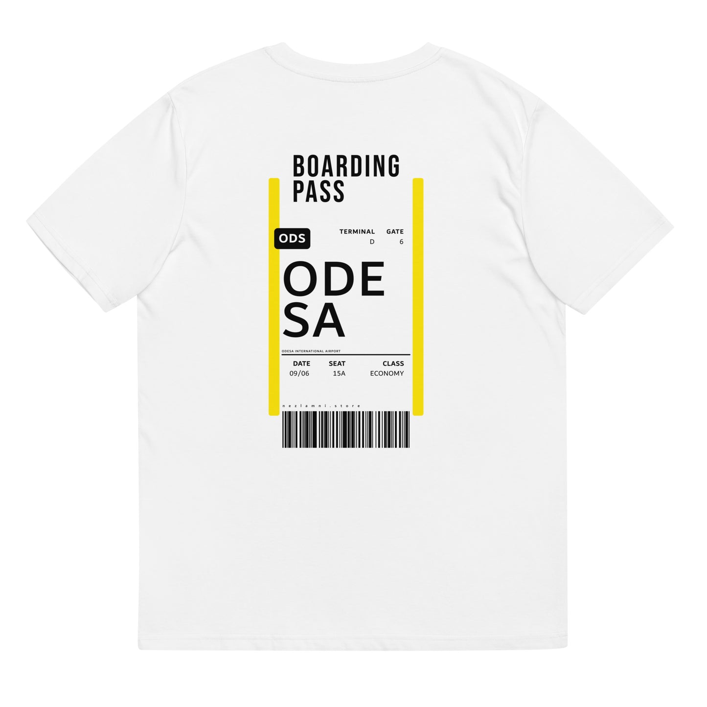 Boarding Pass Odesa unisex organic cotton t-shirt