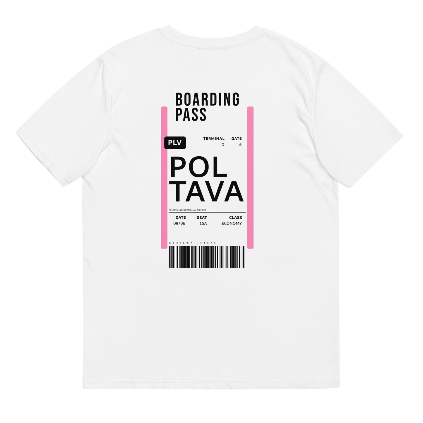 Boarding Pass Poltava unisex organic cotton t-shirt