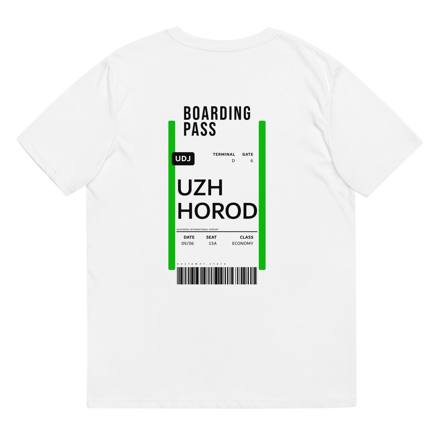 Boarding Pass Uzhhorod unisex organic cotton t-shirt