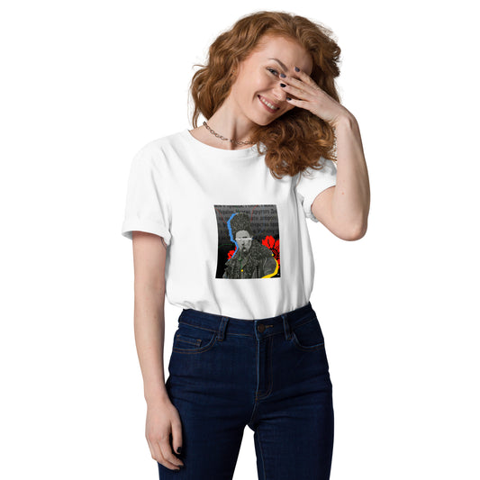 Shevchenko by @lvlup_anya unisex printed organic cotton t-shirt in white