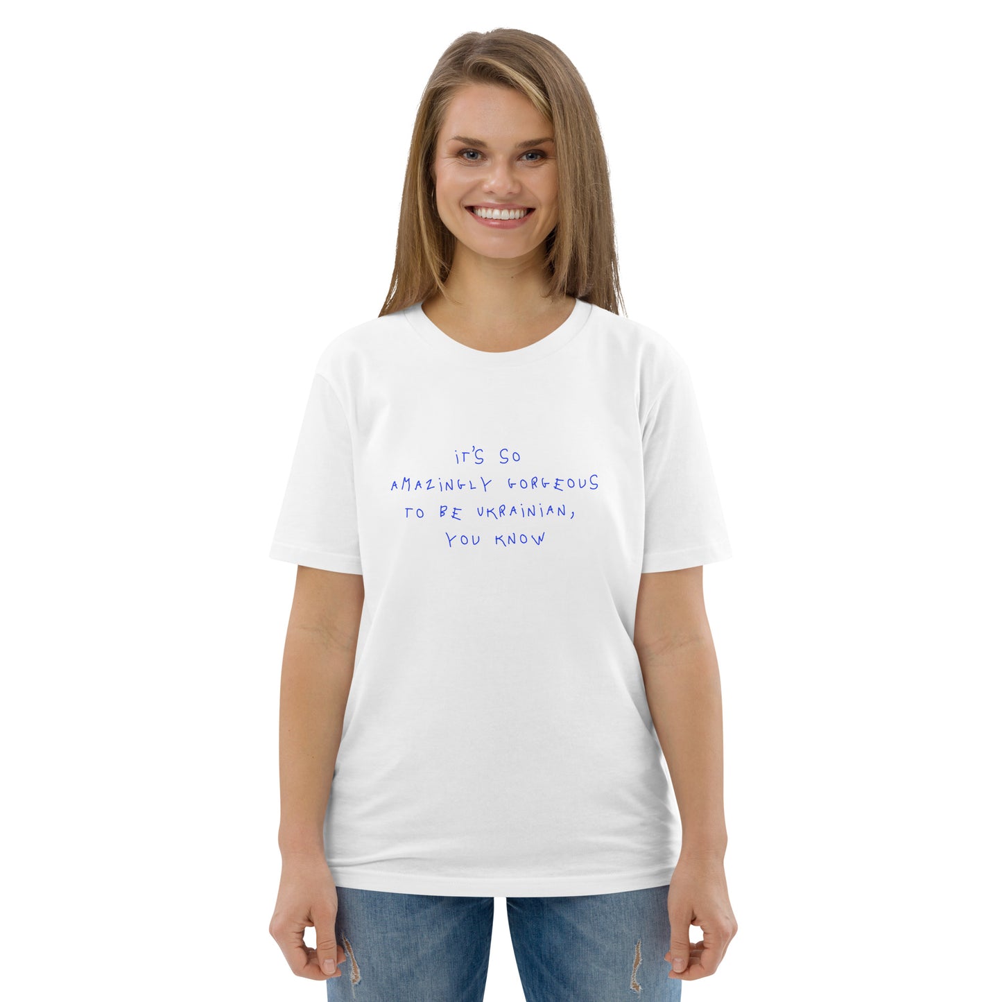 Amazingly gorgeous unisex printed organic cotton t-shirt in white